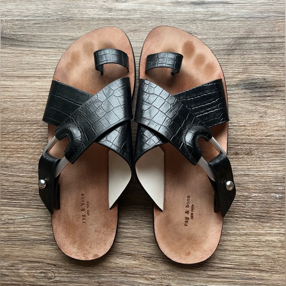 Rag & Bone August Mock-Croc Slide Sandals Size EU38 / US 7.5 - Picture 2 of 6